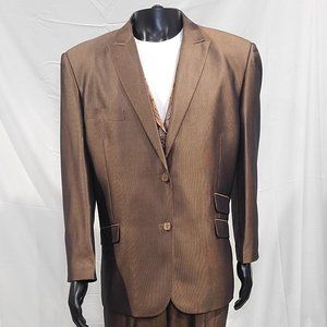 Falcone, 3-PC Suit, 40W 46R, Brown